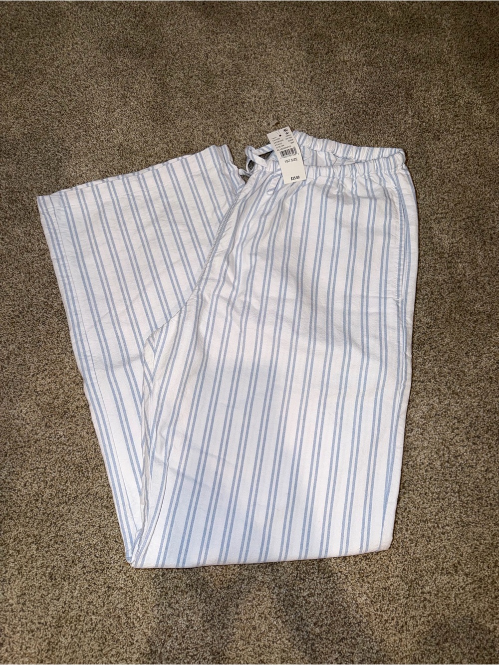John Galt White and Blue Linen Pants